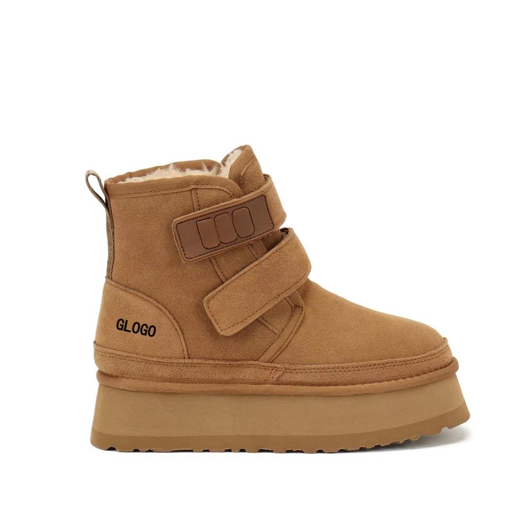 QY1023 2024 New arrivals 1:1 short-barreled thick-soled fur all-in-one snow boots in winter