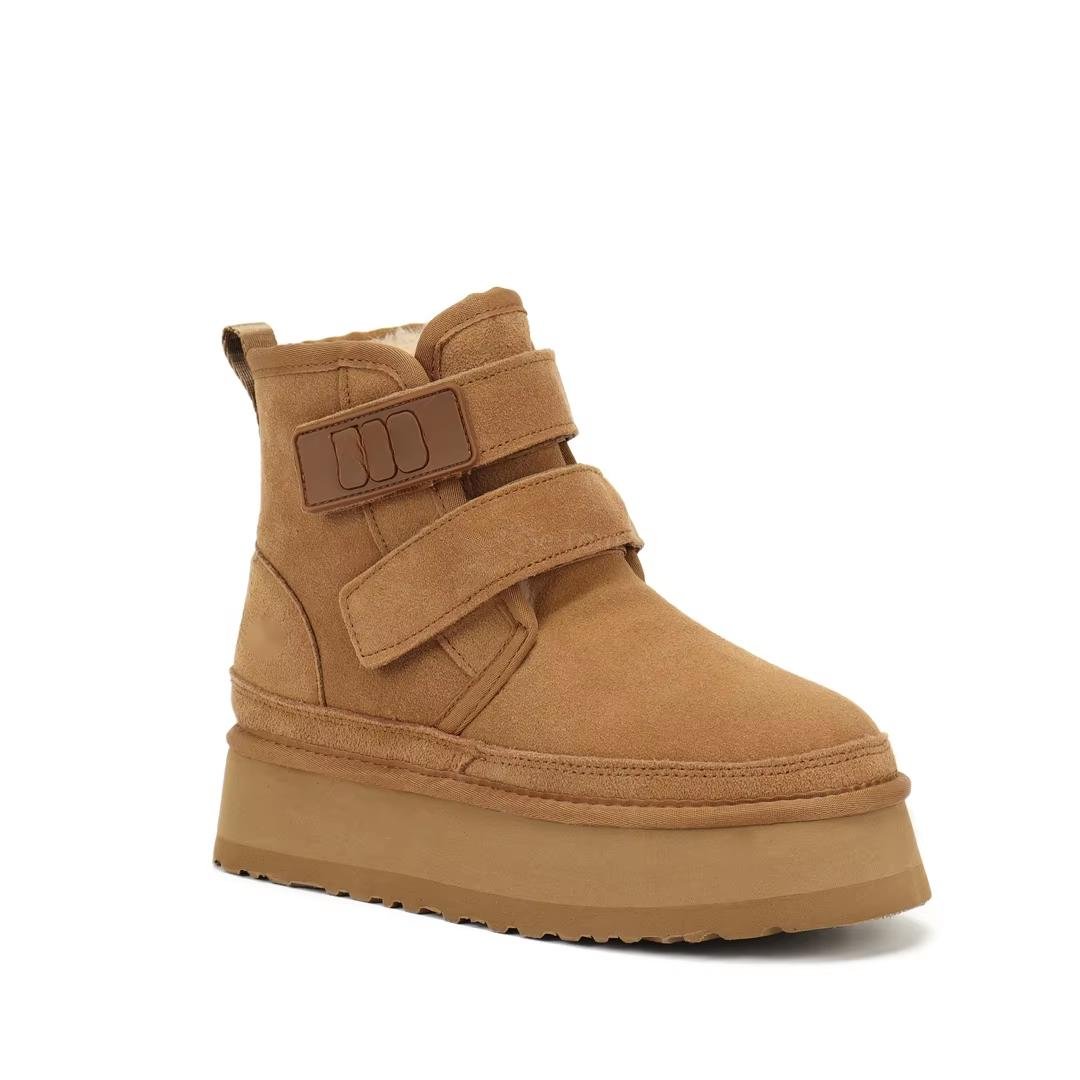 QY1023 2024 New arrivals 1:1 short-barreled thick-soled fur all-in-one snow boots in winter