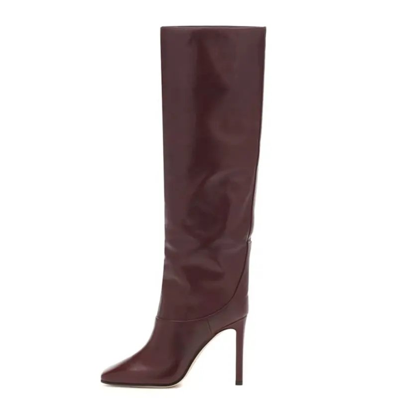 Durable Shoes Winter Boots 2021 New Trendy Solid Square Toe Women's Knee High Boots Custom Big Size 48