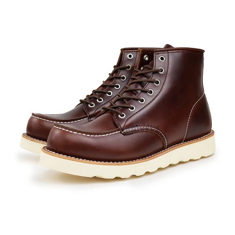 Goodyear Men's Winter Boots in Western Style Genuine Leather Lace-Up Closure Breathable and Height Increasing Safety Shoes