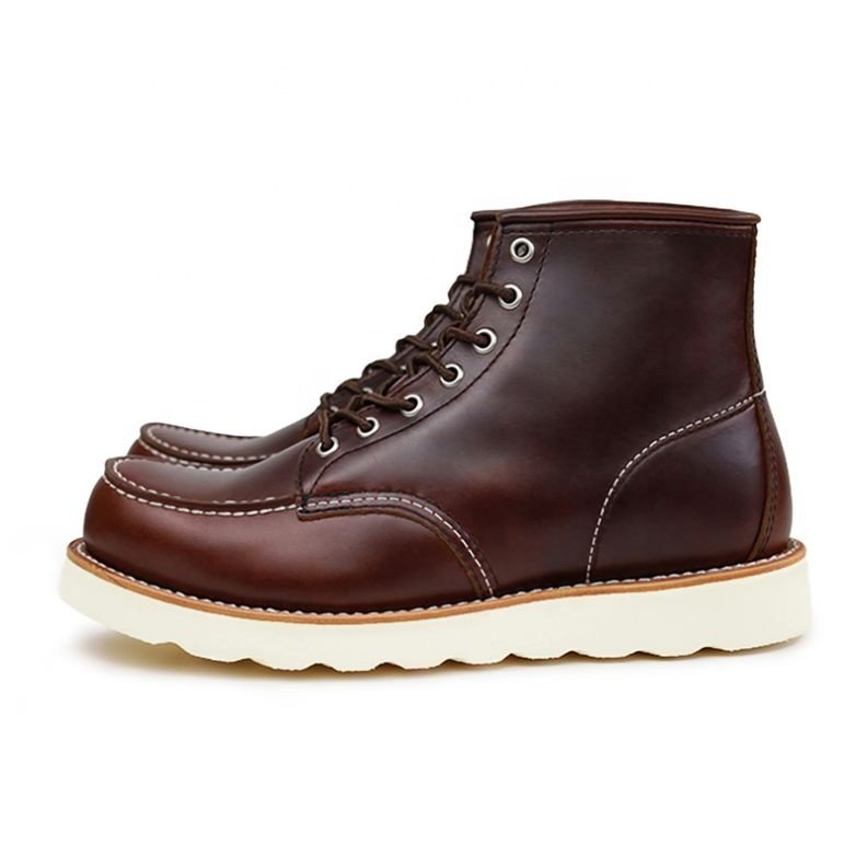Goodyear Men's Winter Boots in Western Style Genuine Leather Lace-Up Closure Breathable and Height Increasing Safety Shoes