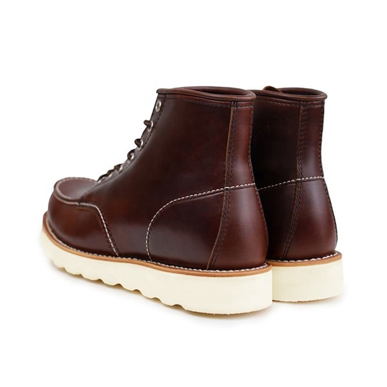 Goodyear Men's Winter Boots in Western Style Genuine Leather Lace-Up Closure Breathable and Height Increasing Safety Shoes