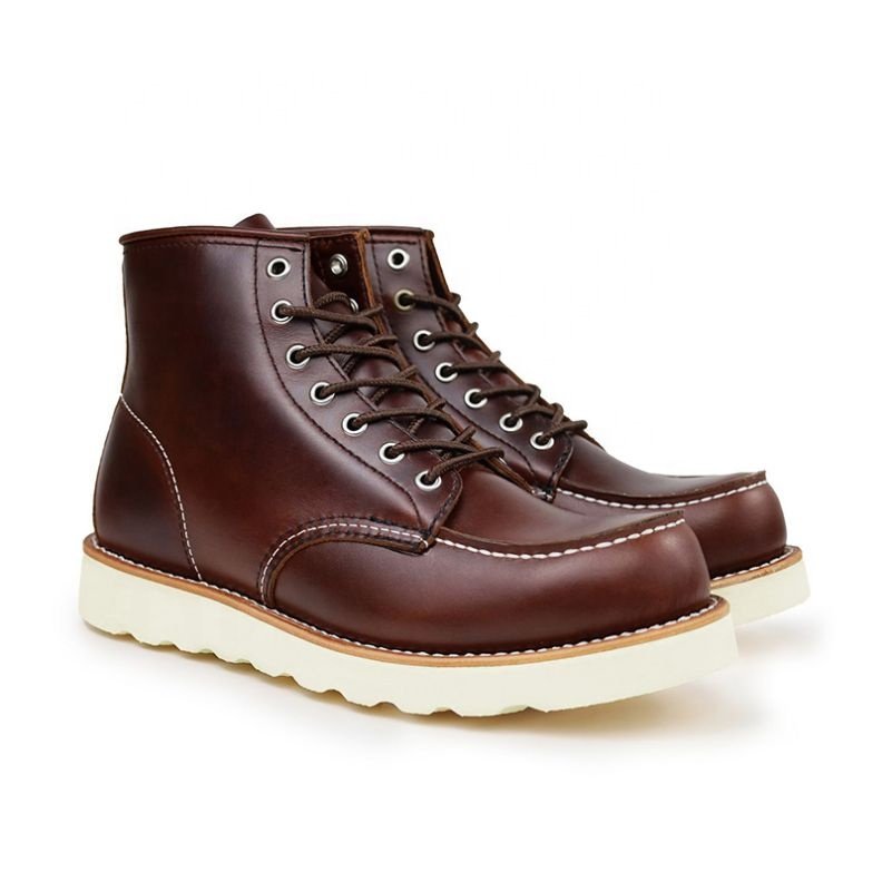 Goodyear Men's Winter Boots in Western Style Genuine Leather Lace-Up Closure Breathable and Height Increasing Safety Shoes