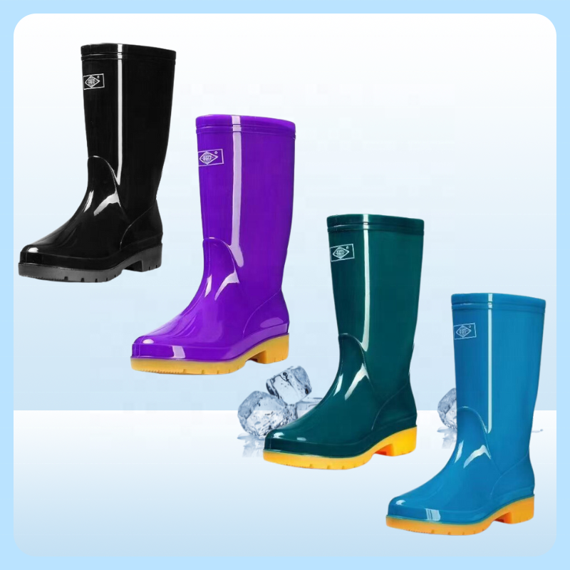 Wholesale PVC Waterproof Women Color Adult Rain Boots
