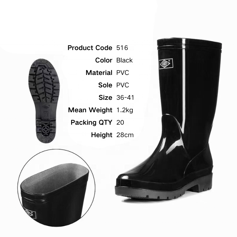 Wholesale PVC Waterproof Women Color Adult Rain Boots