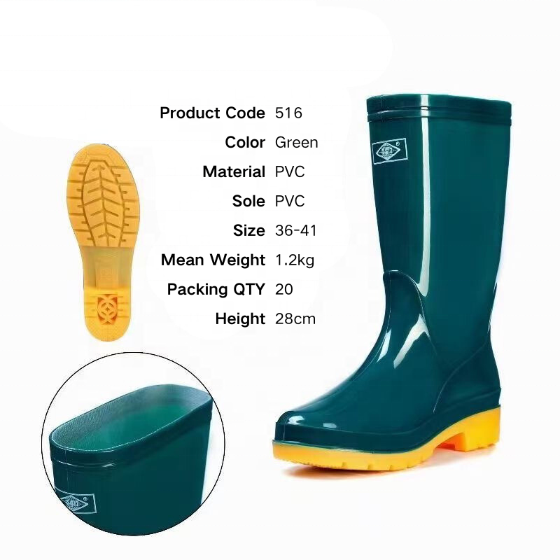 Wholesale PVC Waterproof Women Color Adult Rain Boots