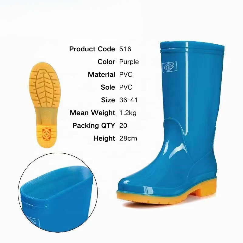 Wholesale PVC Waterproof Women Color Adult Rain Boots