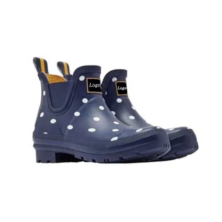 Custom Printing Gumboots Ladies Wellies Natural Rubber Chelsea Rain Boots For Women