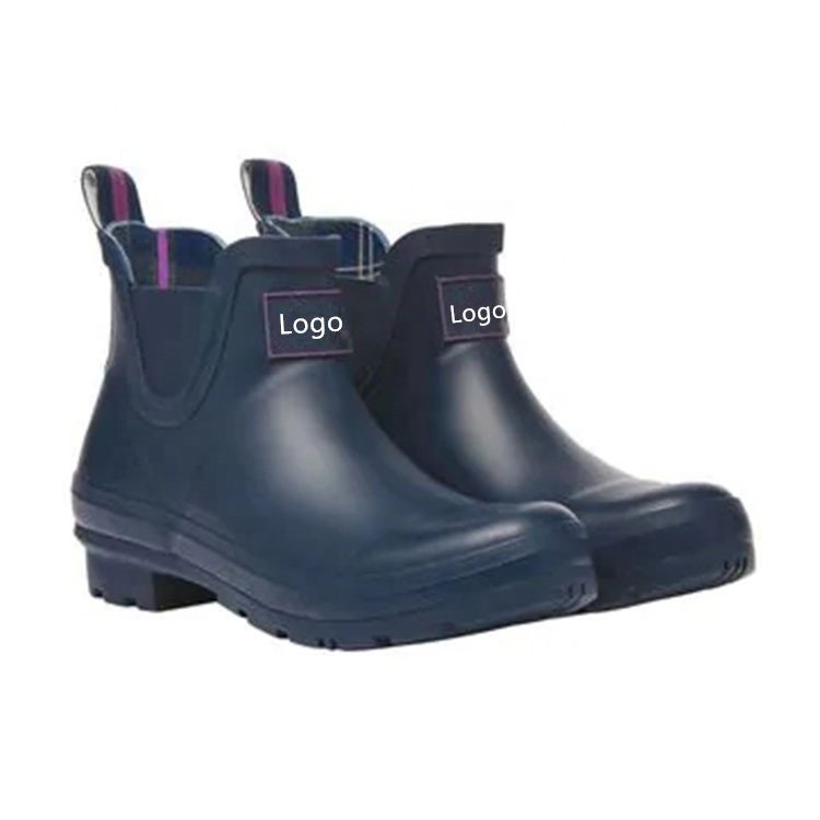 Custom Printing Gumboots Ladies Wellies Natural Rubber Chelsea Rain Boots For Women