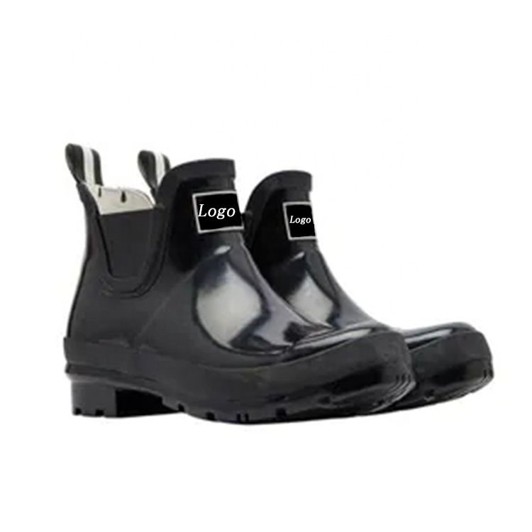 Custom Printing Gumboots Ladies Wellies Natural Rubber Chelsea Rain Boots For Women