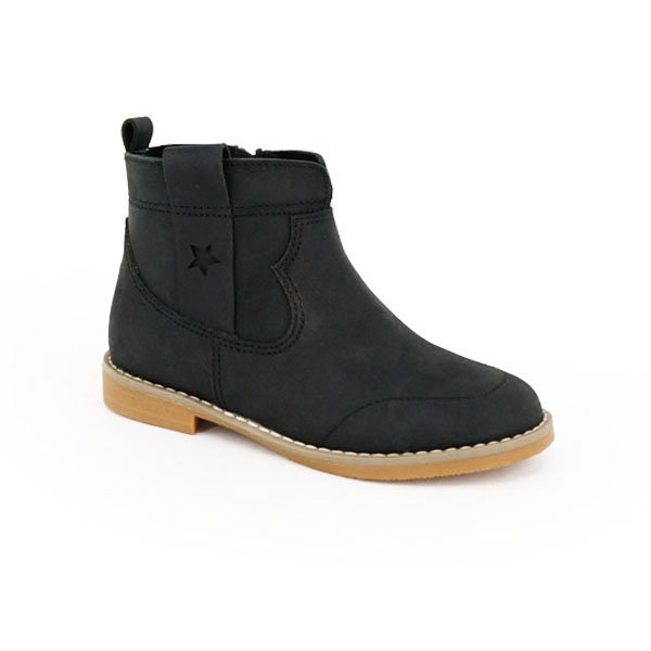 Western Cowboy Children Winter Black Leather Flat for Kids Girls Kids Ankle Boots