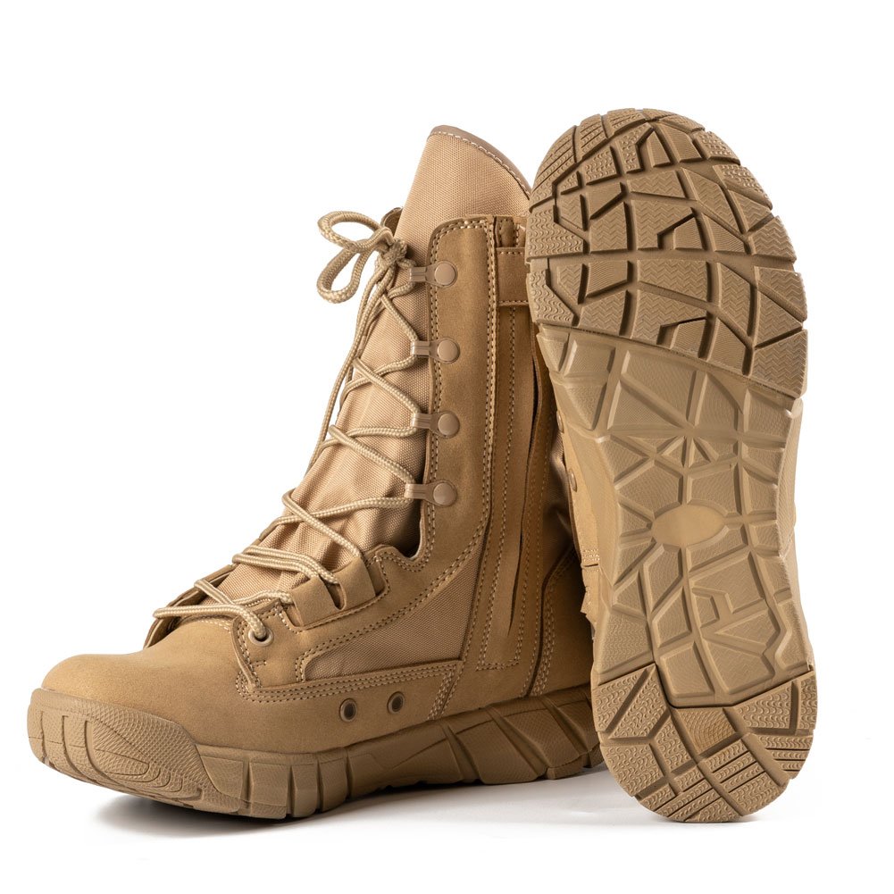 Desert Combat Cow Llather Khaki Boots Men's Shoes Breathable with Zipper