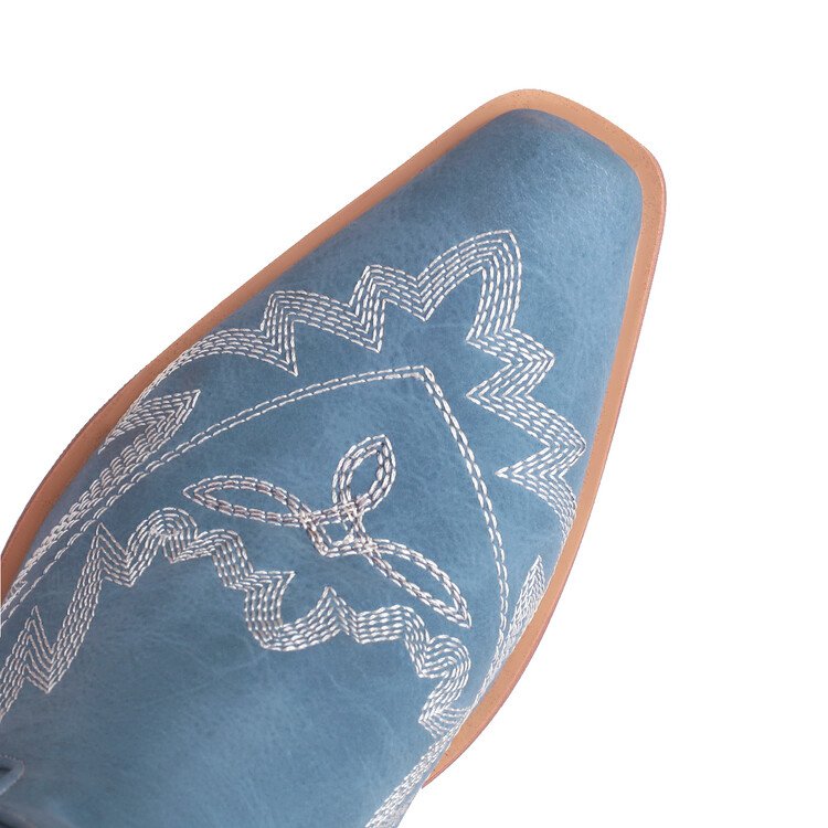 factory wholesale autumn winter fashion embroidery women long boots square toe elegant high heels knee high boot for lady