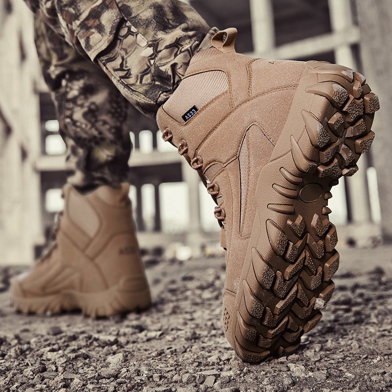 Unisex Black Leather Tactical Boots Waterproof and Wear-Resist for Winter Summer Spring Autumn Flexible for Hiking PU Insole
