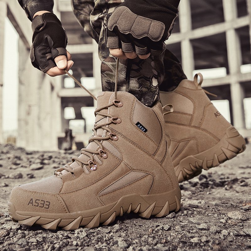 Unisex Black Leather Tactical Boots Waterproof and Wear-Resist for Winter Summer Spring Autumn Flexible for Hiking PU Insole