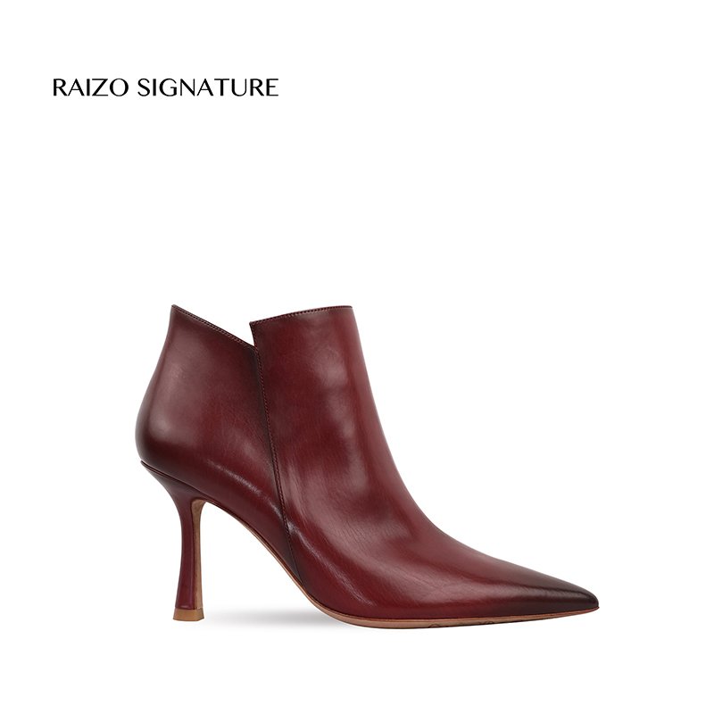 Raizo Luxury Custom Pointed Toe High Heel Ankle Boots 8CM Genuine Leather High Heels Boots For Women