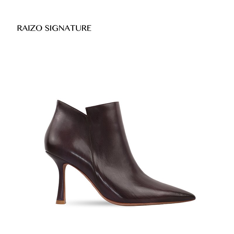 Raizo Luxury Custom Pointed Toe High Heel Ankle Boots 8CM Genuine Leather High Heels Boots For Women