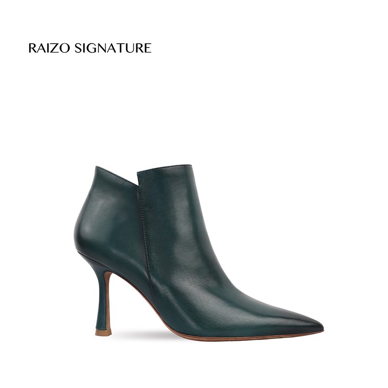 Raizo Luxury Custom Pointed Toe High Heel Ankle Boots 8CM Genuine Leather High Heels Boots For Women