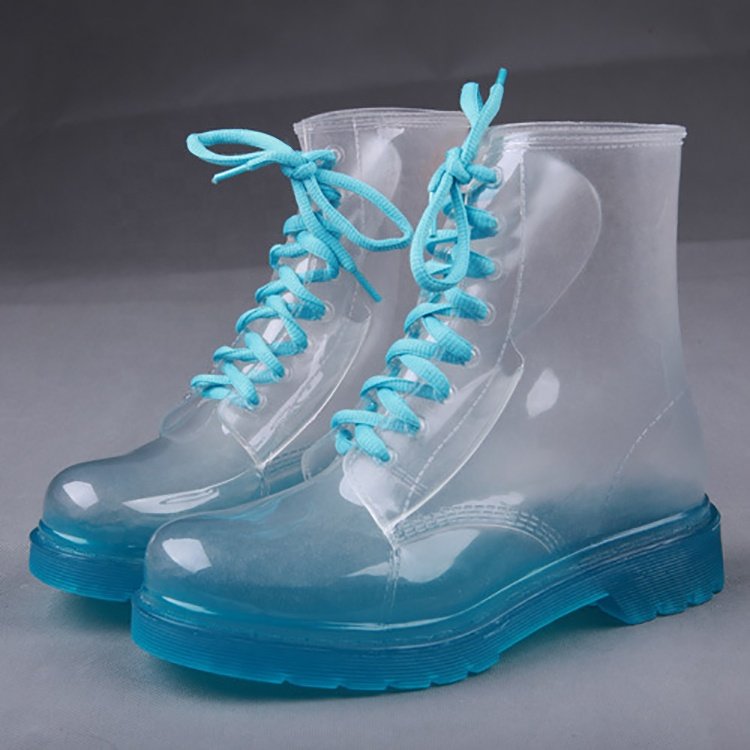 Women hot selling wellington cheap waterproof transparent pvc rain boots fashion ladies wellington boots