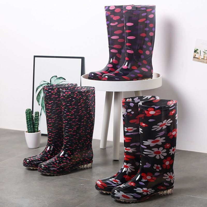 Warm Fashion Ladies Long Rubber Boots Slip On Yuanda Rain Boots