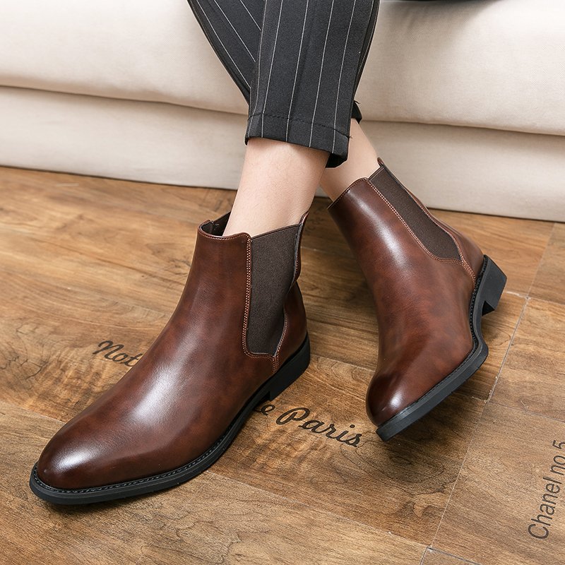 Big Size 38-48 Cotton for Winter Ankle Chelsea Leather Boots Summer Winter Usable Pointed Toe Men Snow Boots