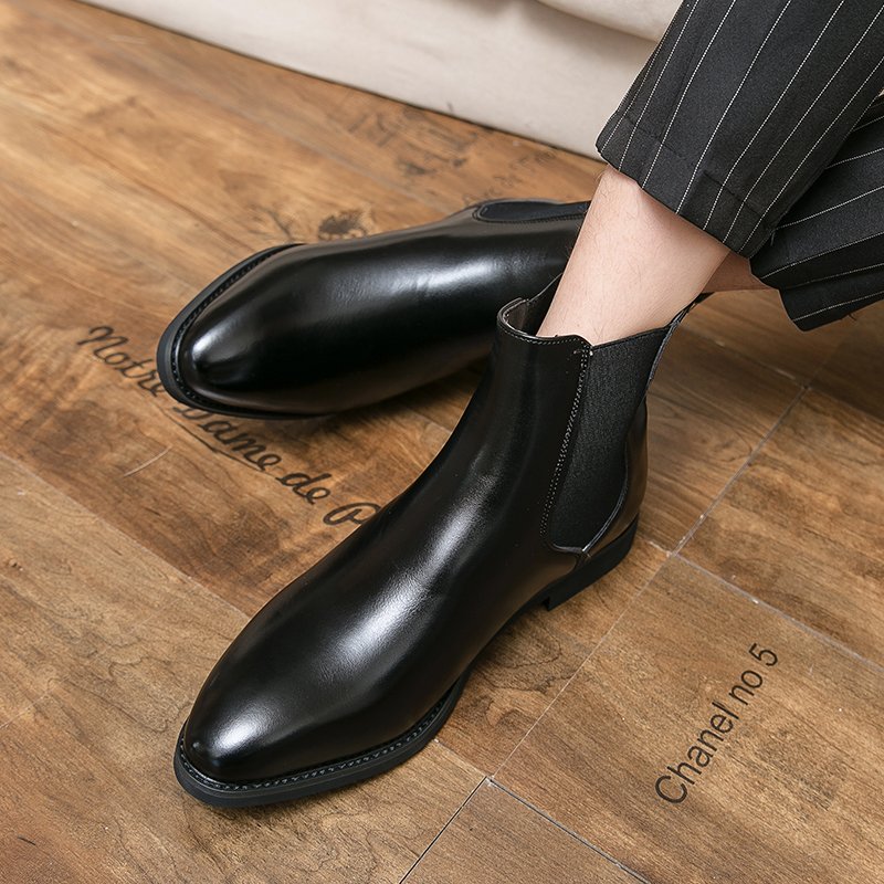 Big Size 38-48 Cotton for Winter Ankle Chelsea Leather Boots Summer Winter Usable Pointed Toe Men Snow Boots