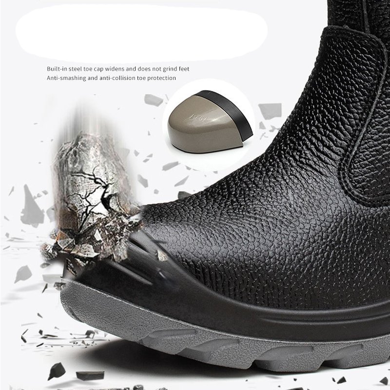 DUNGOOD Brand Work Boot Fashion Black Anti Slip Waterproof Leather Steel Toe Safety Shoes for Men Heavy Industry