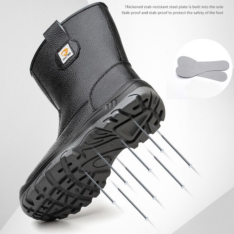 DUNGOOD Brand Work Boot Fashion Black Anti Slip Waterproof Leather Steel Toe Safety Shoes for Men Heavy Industry