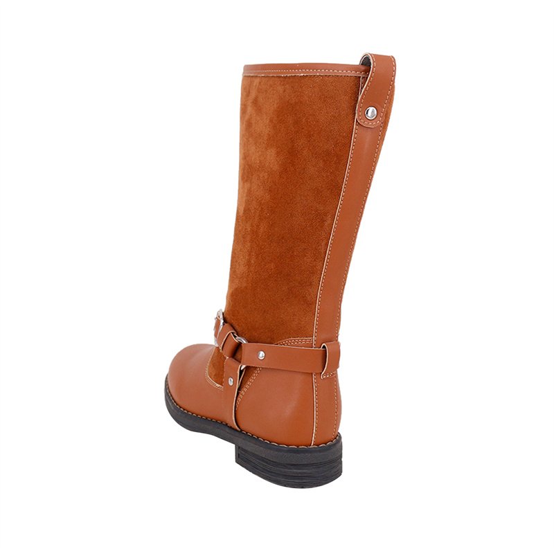 2022 New Arrivals Brown Knee Length Boots for Women PU Leather Flat Shoes Fashion Thigh High Boots for Ladies