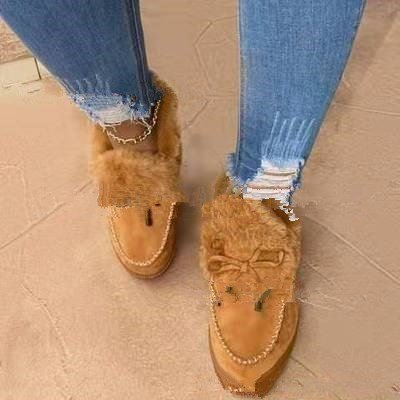 Factory Wholesale Ladies Fur Casual Boots Hot Sale Fashion Snow Winter Shoes Warm Flat Ankle Women Boots