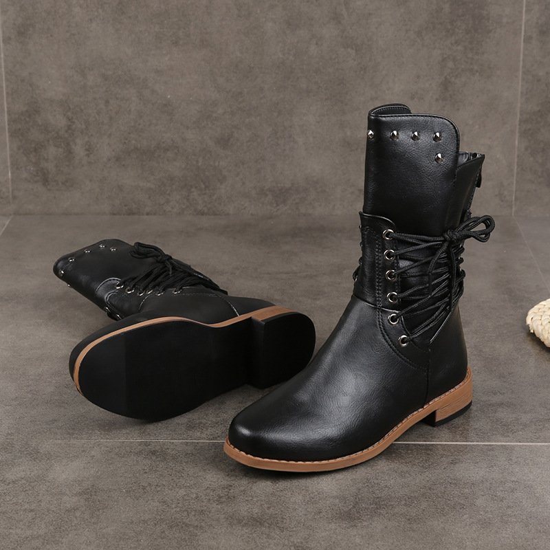 Winter Thick Sole over the knee boots thigh high Breathable Stretch Round Toe Women Flats Thigh High Boots