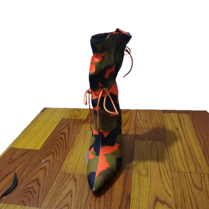 Fashion camouflage high heels boots for women plus size pointed toe heel sandals ankle women's boots