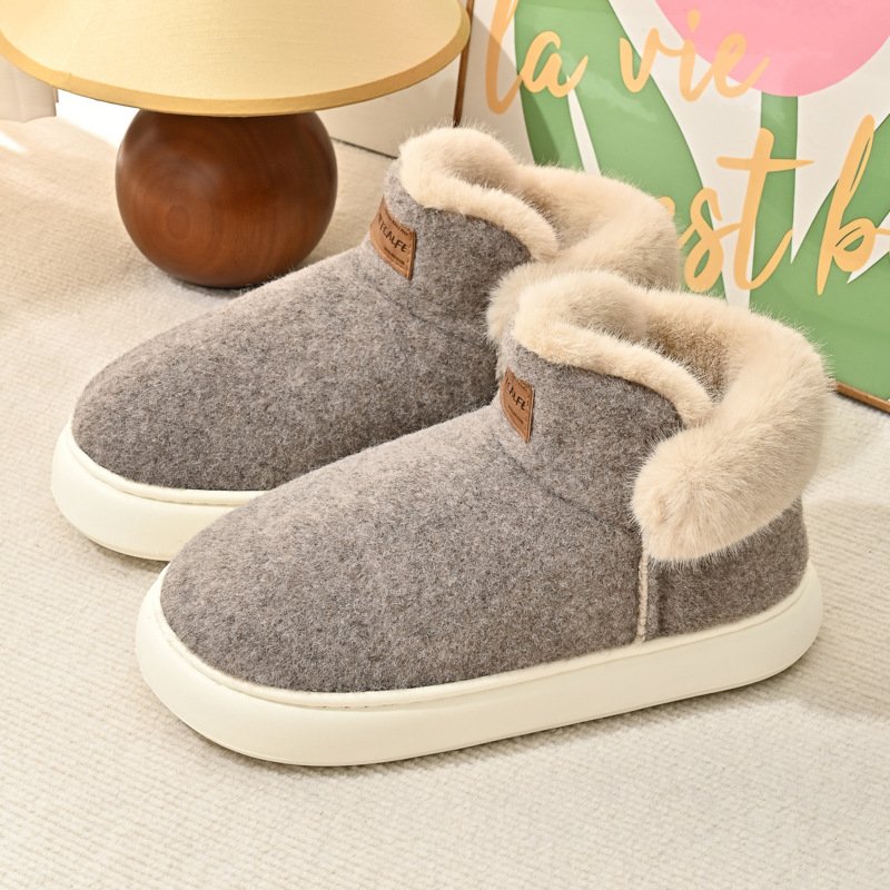 Custom Ladies home leisure bag with cotton shoes winter slipper warm non-slip indoor women& men Boots