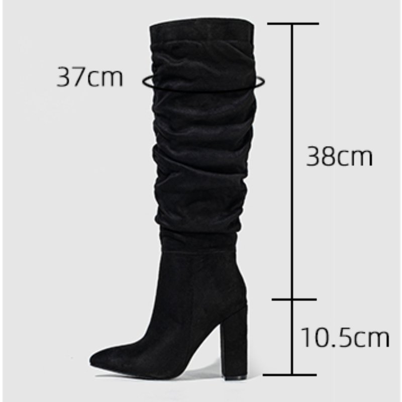 New Style Botas De Dama Suede Leather Winter and Fall Zipper Side Block Heel Knee High Women's Boots