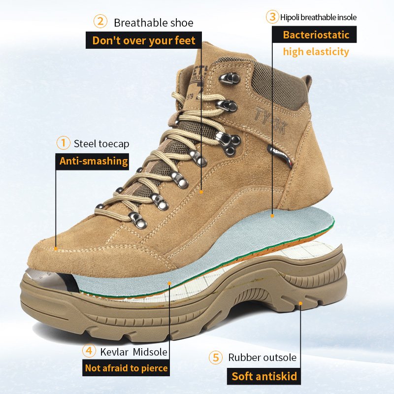 1.8mm Suede Cowhide Brand Anti-puncture Steel Toe Industrial Men Safety Shoes Boot Hot Sale