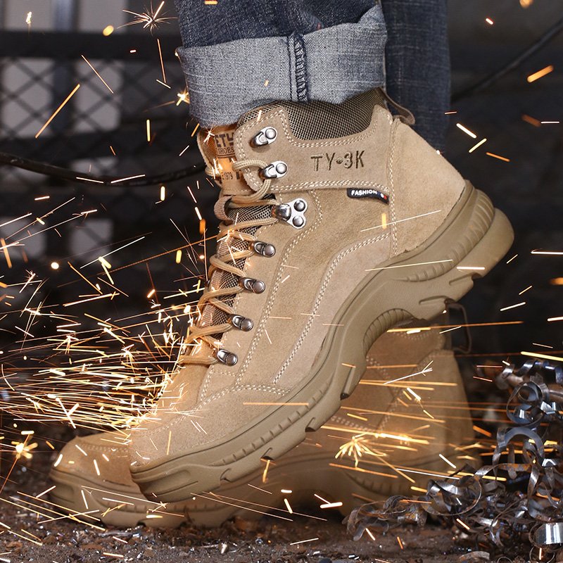 1.8mm Suede Cowhide Brand Anti-puncture Steel Toe Industrial Men Safety Shoes Boot Hot Sale