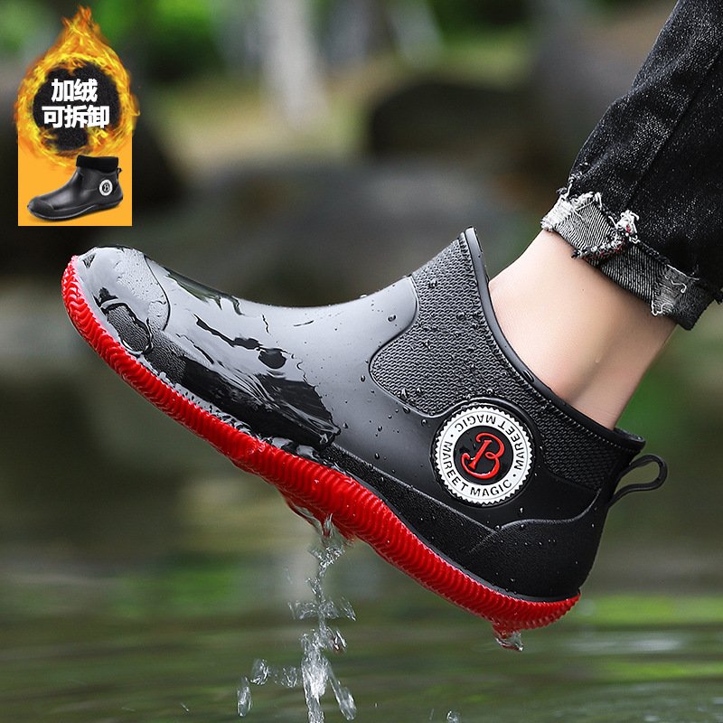 Men's Explosions Can Rain and Fishing Boots Lightweight Non-Slip and Wear-Resistant Platform for Summer and Winter