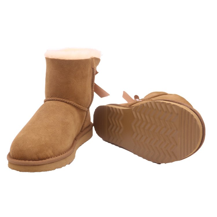 CF-157 Winter Factory Genuine Leather One Button And Bowknot Design shoes women boots economical For Women Wholesale