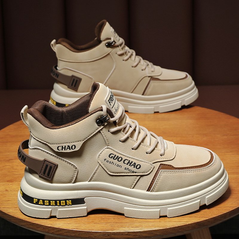 MS779 New Trend High Top Platform Leather Boots Lace-up Boots Microfiber Leather Men Martin Boots