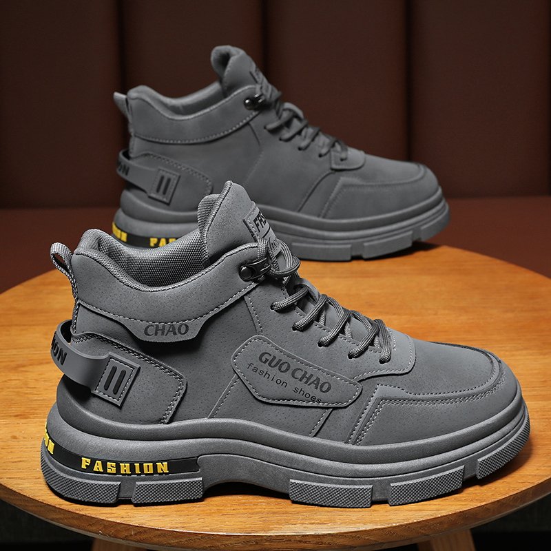 MS779 New Trend High Top Platform Leather Boots Lace-up Boots Microfiber Leather Men Martin Boots