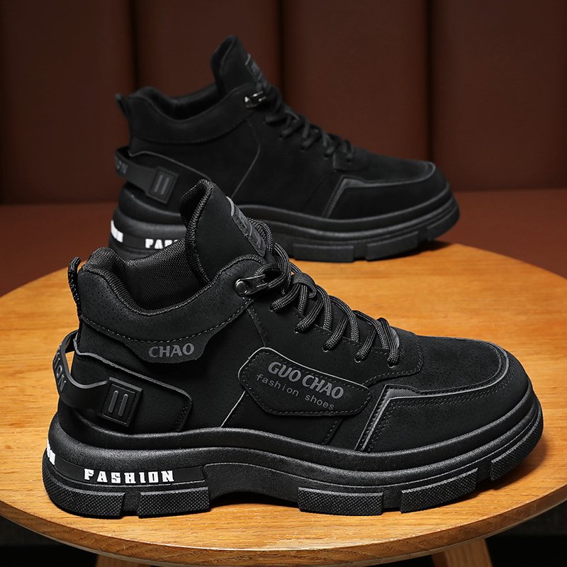 MS779 New Trend High Top Platform Leather Boots Lace-up Boots Microfiber Leather Men Martin Boots