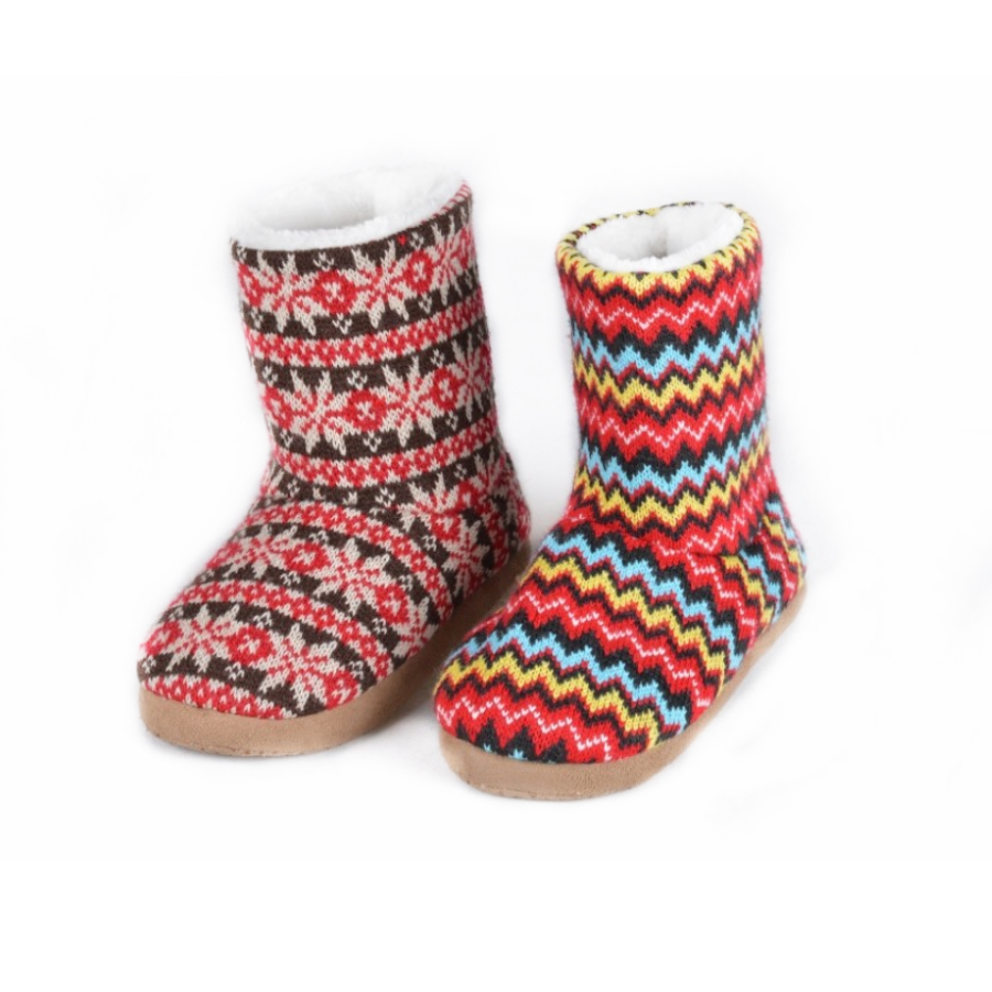 Wholesale Price Custom Knitted Fabric Warm Winter Indoor Slippers Floor Boots For Women Girls