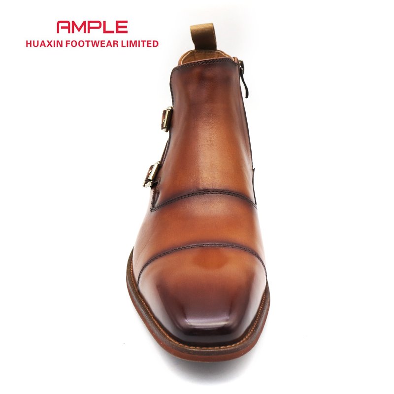 AMPLE Genuine leather comfortable Monk buckles boots men boots casual leather boots for men