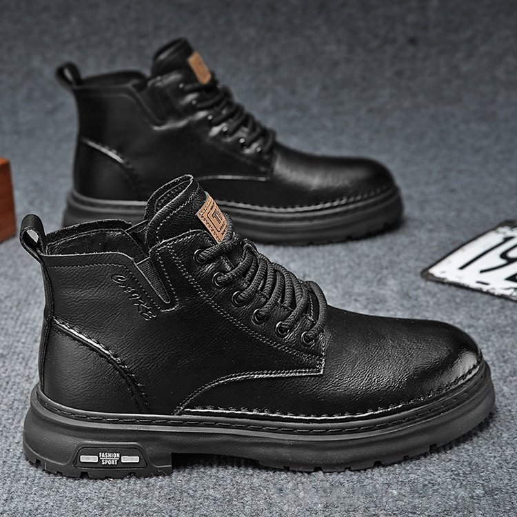 Y Not Leather 39-44 black brown thick-soled mid-top casual shoes short boots for men