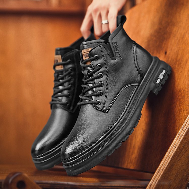 Y Not Leather 39-44 black brown thick-soled mid-top casual shoes short boots for men