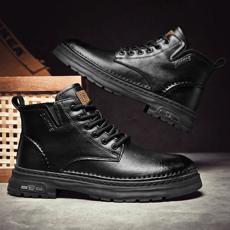 Y Not Leather 39-44 black brown thick-soled mid-top casual shoes short boots for men