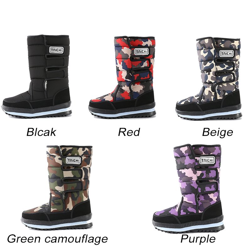 Fashion Winter Outdoor Travel Waterproof Anti slip Thickened Warm High Top Mid length Snow Boots For Men And Women