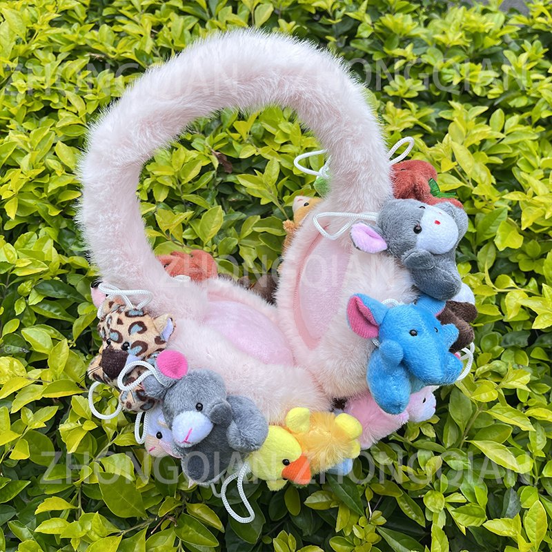 Teddy Bear Earmuffs Winter Animal Ankle Boots Bootie Fur Slippers Mommy and Me Adult Kid Plush Snow Boots for women Lady