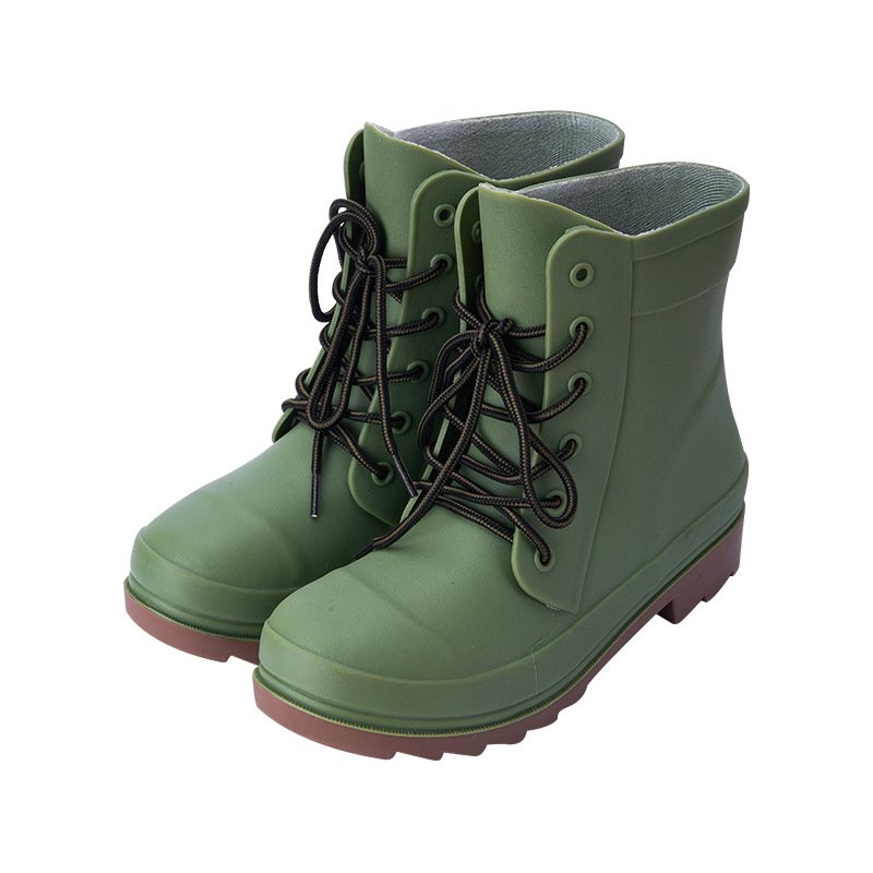 Fishing waterproof gumboots water rubber boots for men antislip lace up TPE wellies