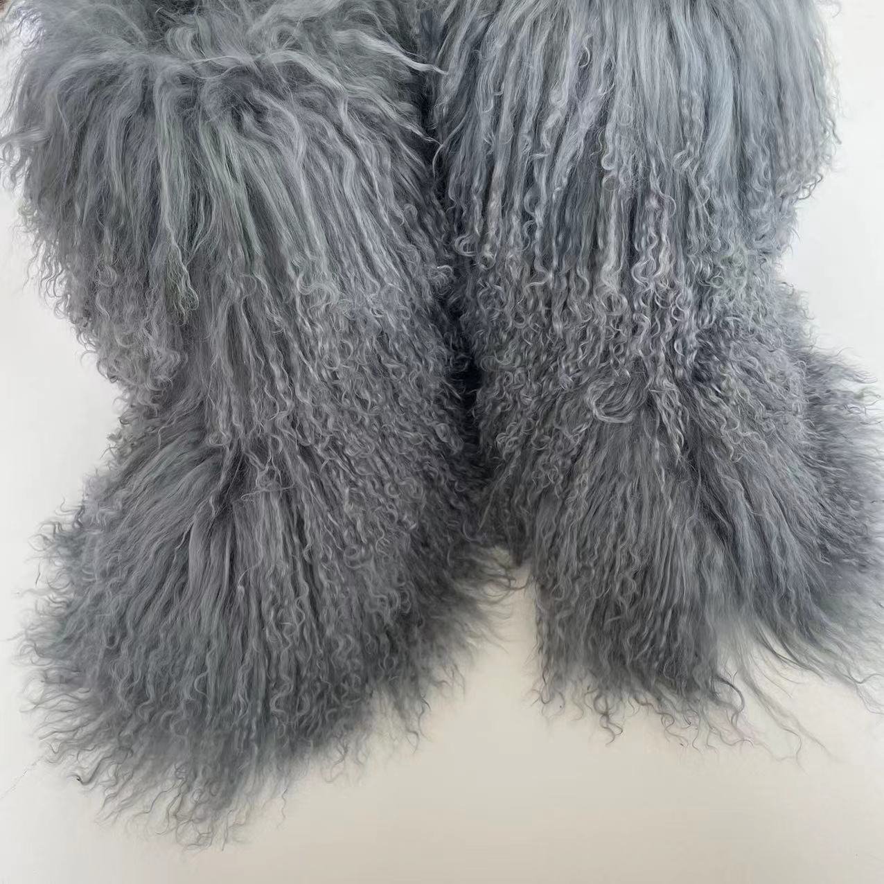 Customized Colors Luxury Snow Fur Boots Women Round Toe Mongolian Fur Boots Shoes